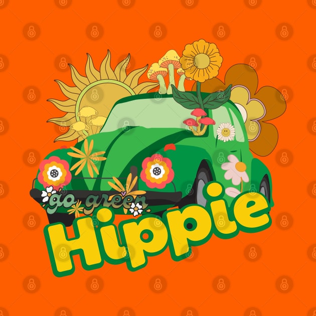 HAPPY HIPPIE LIFE STYLE COLORFUL HIPPIE CAR FLOWER POWER by DAZu