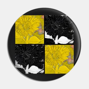 Black and Yellow Square Dahlias Pin