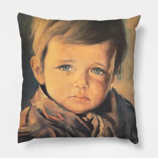 Crying boy cursed painting Pillow