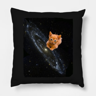 orange Cat on the Milky Way Pillow