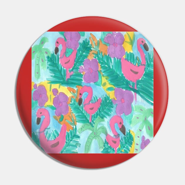 Flamingo Paradise Print Pin by DanielleGensler