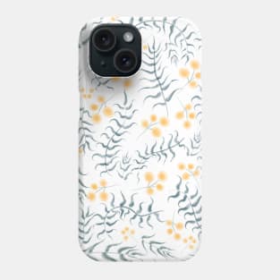 Watercolor Mimosa Flowers and Leaves Pattern Phone Case