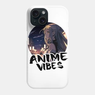 Cute Anime Girl at Night in Tokyo Crossing Street - Anime Shirt Phone Case