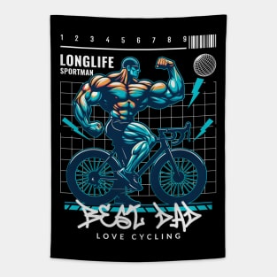 Best Dad Love Cycling Fathers Day Tapestry