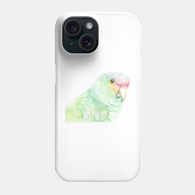 red-lored amazon watercolor portrait parrot Phone Case by Oranjade0122