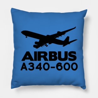 Airbus A340-600 Silhouette Print (Black) Pillow