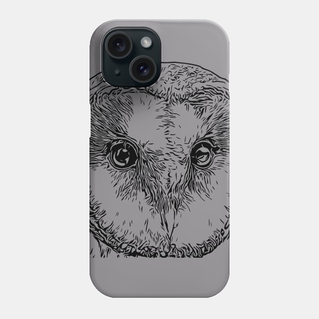 Owl Cute Snowy Comic Style Lineart Phone Case by Kreisel