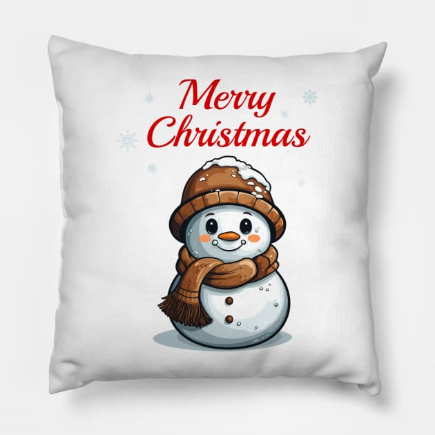 Cute snowman Pillow by DemoArtMode