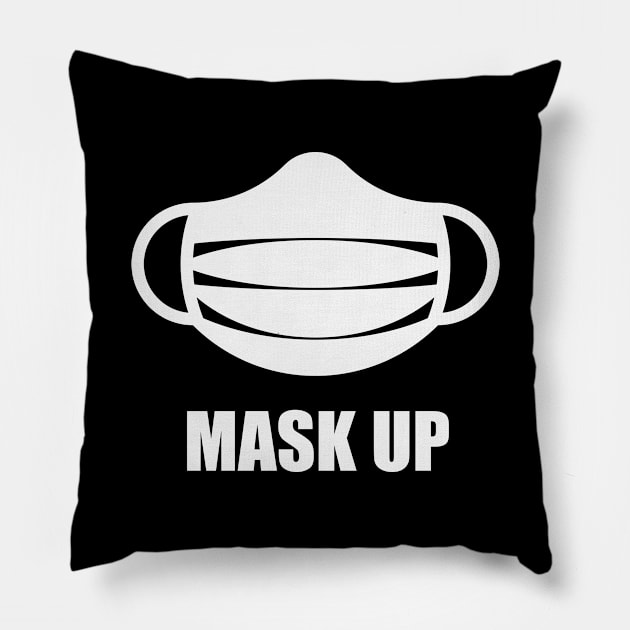 Mask Up! (Corona / COVID-19 / Health / Pandemic / White) Pillow by MrFaulbaum