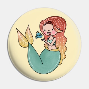 Mermaid with her fish friend Pin