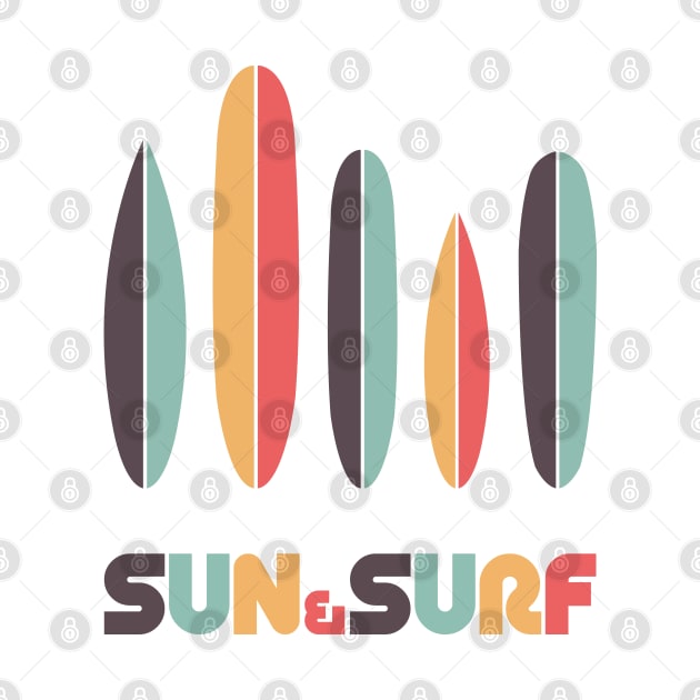 Retro Sun & Surf Surfboard by lymancreativeco