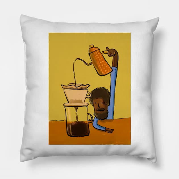 Brewing Coffee(Pour over) Pillow by doteau