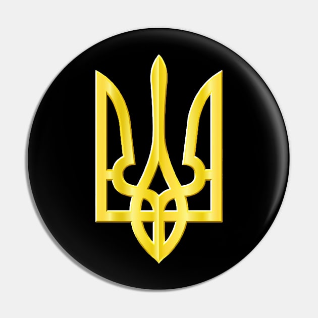 Yellow Ukraine trident Pin by TaipsArts