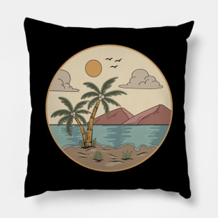 Tropical summer beach ocean sunset Pillow