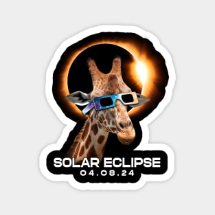 Giraffe Gazing: Witnessing the Solar Eclipse in Style Tee Magnet