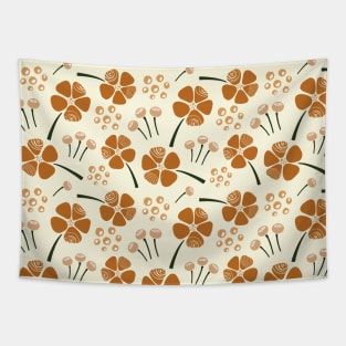 Abstract Floral Pattern in Earthy Tones Tapestry