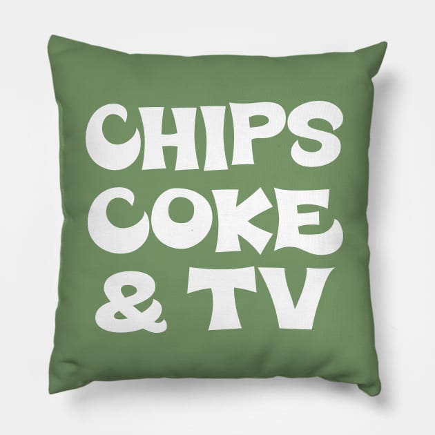 Chips, Coke & TV #2 Pillow by MrTeddy