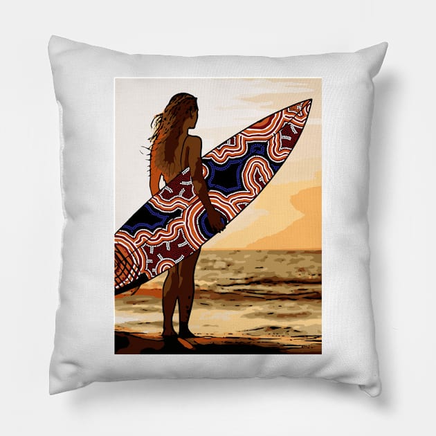 Surfs Up Australia Pillow by hogartharts