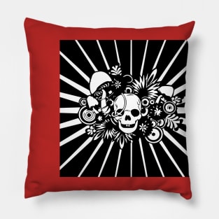 skull and mushrooms Pillow