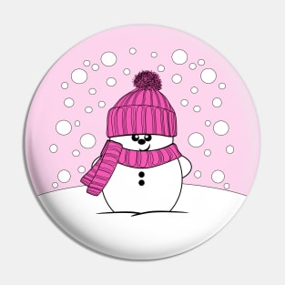 Cheeky Christmas Snowman with Pink Hat Pin