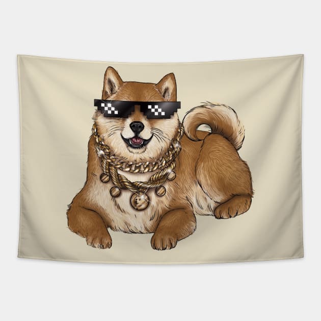 Doge Sunglasses Tapestry by jennyalamode