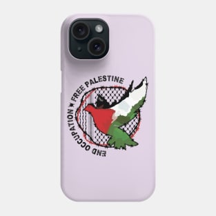 End Occupation Free Palestine with Palestinian Arabic Kufiya Hatta Pattern -blk Phone Case