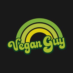 Vegan Guy Retro Rainbow Green T-Shirt