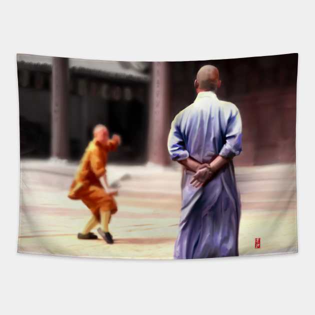 Shaolin Monks Tapestry by ILYOart