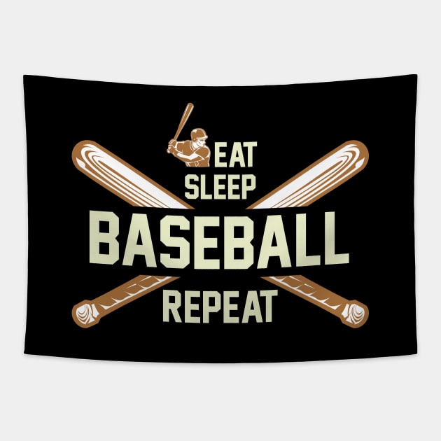 Eat, Sleep, Baseball, Repeat Tapestry by MonkeyBusiness