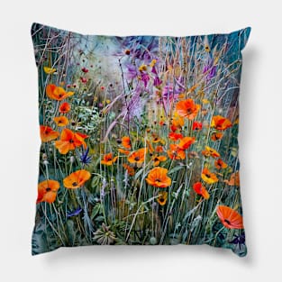 magical poppies meadow Pillow