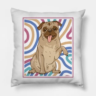 Cute and Colorful Portrait of a Pug Dog // Adorable Pug // Pug Mom B Pillow