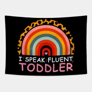 I Speak Fluent Toddler Rainbow Love Heart Tee Tapestry