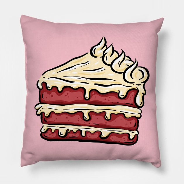 Cake Slice Cartoon Red Velvet Pillow by Squeeb Creative