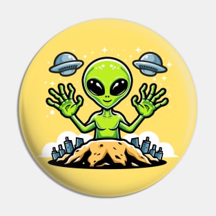 Alien Say Hello Pin