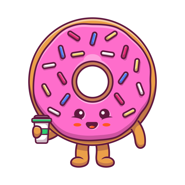 Cute Donut Holding Coffee by Catalyst Labs