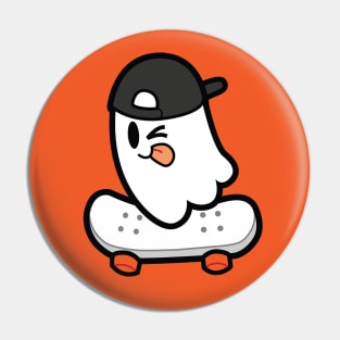 Cute Skateboarding Ghost Pin