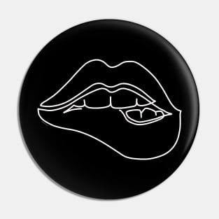 Lip Bite Minimalist Design Biting Lip Minimalism Line Drawing Pin