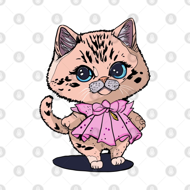 Cute kitty cat wearing a pink dress by jen28