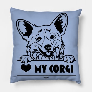 Heart My Corgi Illustration Pillow