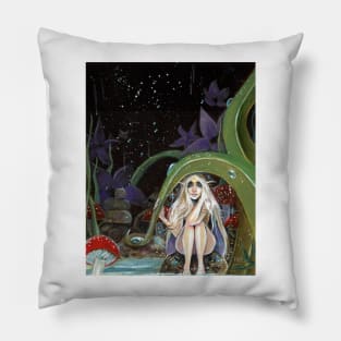 A Storm is coming - faerie hides from the rain Pillow