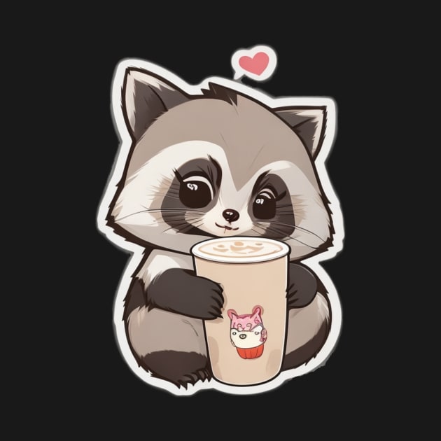 raccon with coffee by Majkel&Majkel