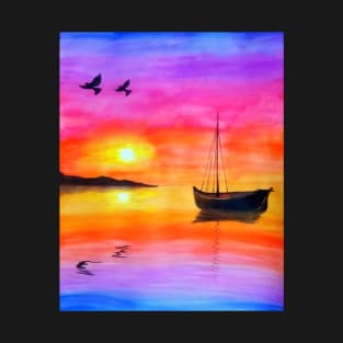 Colorful sunset on the lake T-Shirt