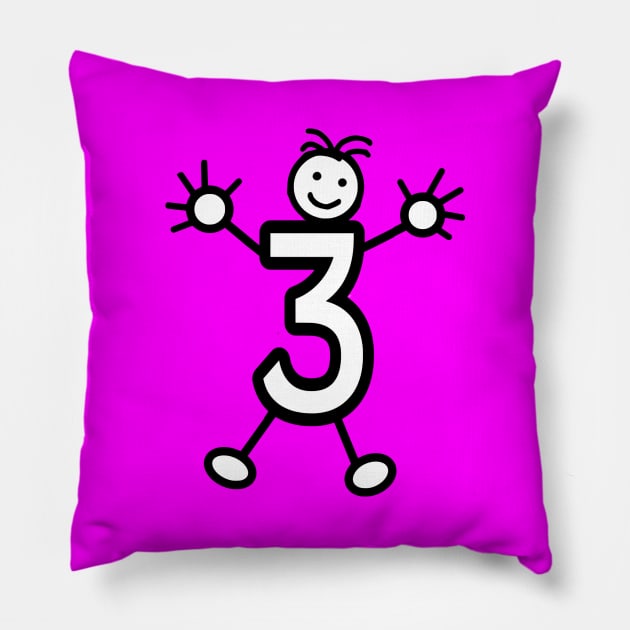 Age 3 Happy Cartoon Child Pillow by Michelle Le Grand