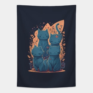 Cat Miaw: Playful and Cute Cat Design Tapestry