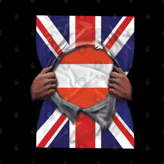 Austria Flag Great Britain Flag Ripped - Gift for Austrian From Austria by Country Flags