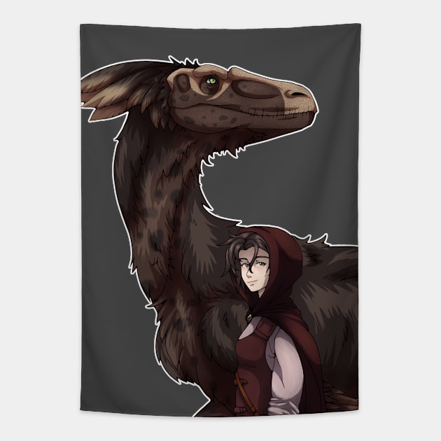 Rainy Day Dinosaur (Cut-out) Tapestry by SakuraDragon