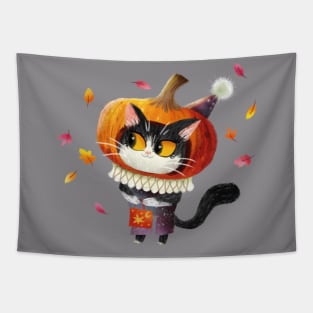 Pumpkin Cat Tapestry