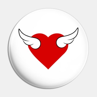 Winged Red Heart 03 White Pin