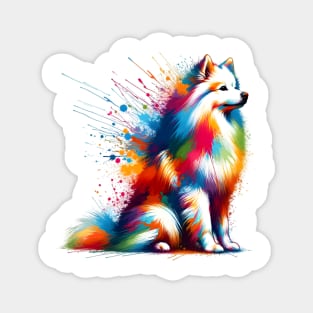 Colorful Abstract American Eskimo Dog in Splash Art Magnet