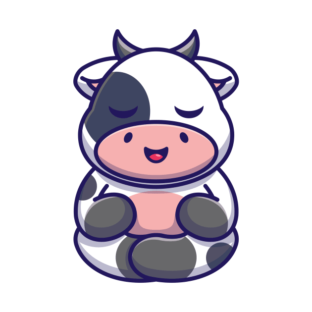 Cute baby cow meditation cartoon by Wawadzgnstuff